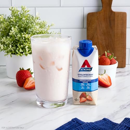 Atkins Strawberry Protein Shake, 15g Protein, Keto Friendly