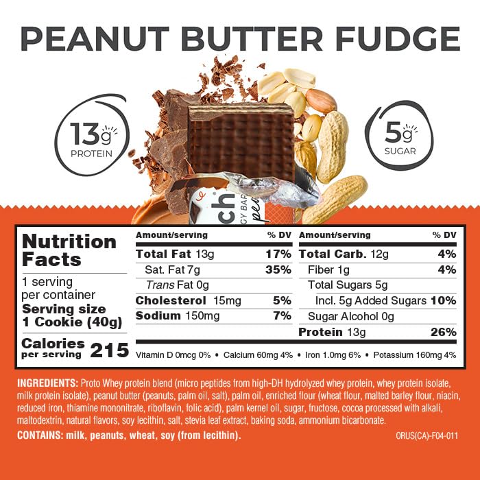 Power Crunch Peanut Butter Fudge Protein Bars, 12 Count