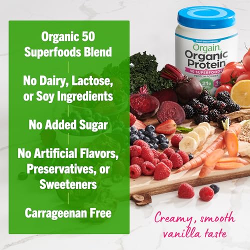 Orgain Organic Vegan Protein Powder, Vanilla Bean