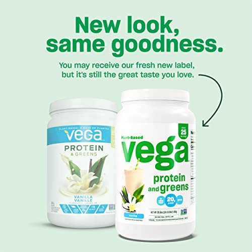 Vega Vanilla Protein Powder with Greens, 20g Plant-Based