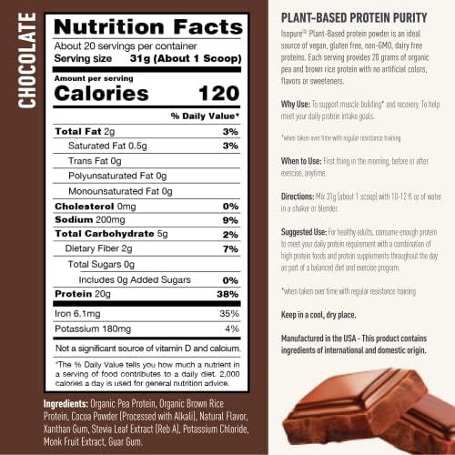 Isopure Vegan Chocolate Protein Powder with Amino Acids