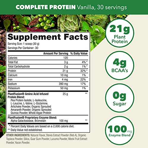 PlantFusion Vegan Protein Powder - Vanilla Bean 2 lb