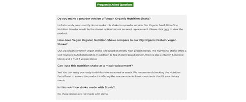 Organic Vegan Protein Shake - Vanilla Bean, 16g Protein