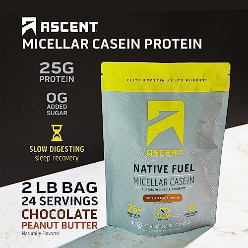 Ascent Casein Protein Powder 2lbs, Chocolate Peanut Butter