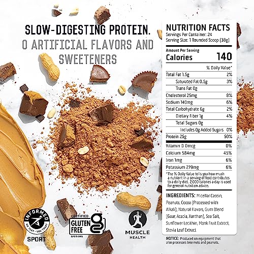 Ascent Casein Protein Powder 2lbs, Chocolate Peanut Butter