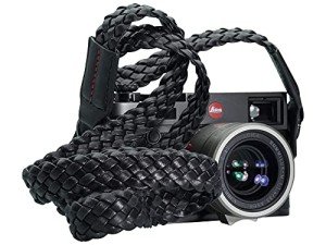 Braided Black Leather Camera Neck Strap - 47