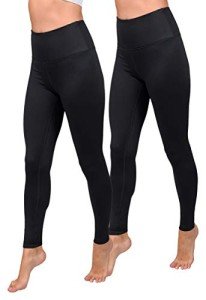 90 Degree High Waist Fleece Leggings - Black 2 Pack