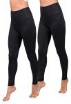 90 Degree High Waist Fleece Leggings - Black 2 Pack