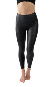 High Waist Faux Leather Disco Leggings - Black