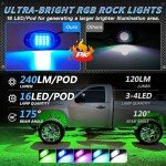 ZONECONA RGB LED Rock Lights Kit with Remote