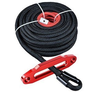 Black 3/8" x 85ft Winch Rope & Fairlead