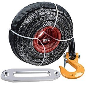 3/8" Black Synthetic Winch Rope with Accessories