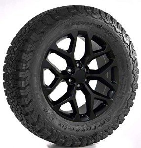 20" Satin Black Snowflake Rims with A/T Tires Set