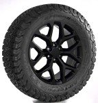 20" Satin Black Snowflake Rims with A/T Tires Set