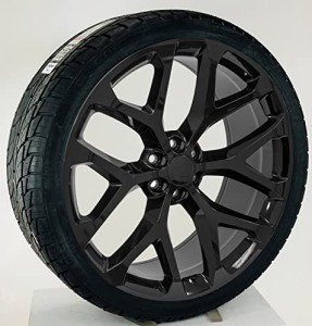 24" Black Snowflake Wheels & Tires Set for 4WD