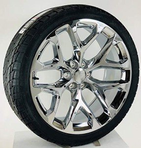 24" Chrome Snowflake Wheels & Tires Set of 4
