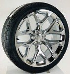 24" Chrome Snowflake Wheels & Tires Set of 4