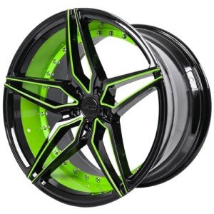 AC Wheels AC01 20" Gloss Black Lime Green Rims