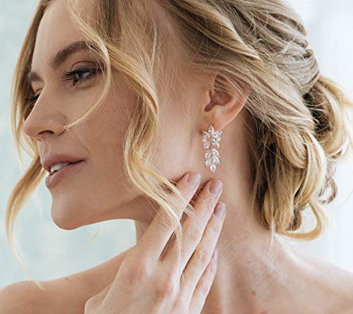 Marquise Wedding Earrings - Silver Bridal Bridesmaid Jewelry