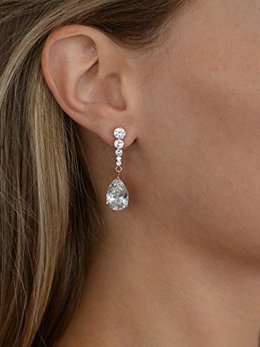 Teardrop CZ Crystal Wedding Earrings for Bridesmaids