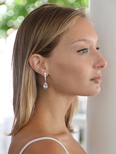 Teardrop CZ Crystal Wedding Earrings for Bridesmaids