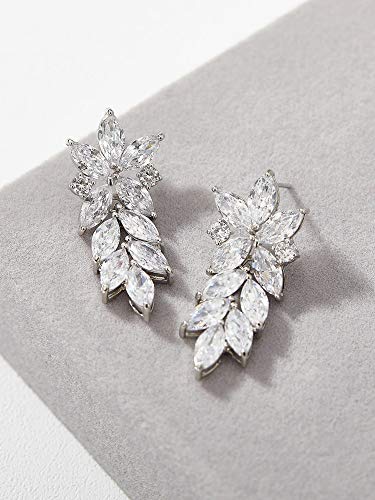 Marquise Wedding Earrings - Silver Bridal Bridesmaid Jewelry