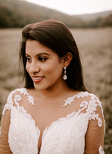 Crystal Teardrop Earrings for Wedding, Bridesmaids - Silver