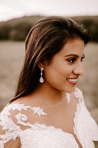 Crystal Teardrop Earrings for Wedding, Bridesmaids - Silver