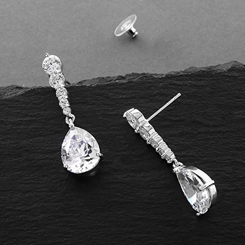 Teardrop CZ Crystal Wedding Earrings for Bridesmaids