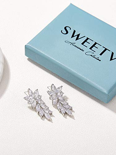Marquise Wedding Earrings - Silver Bridal Bridesmaid Jewelry