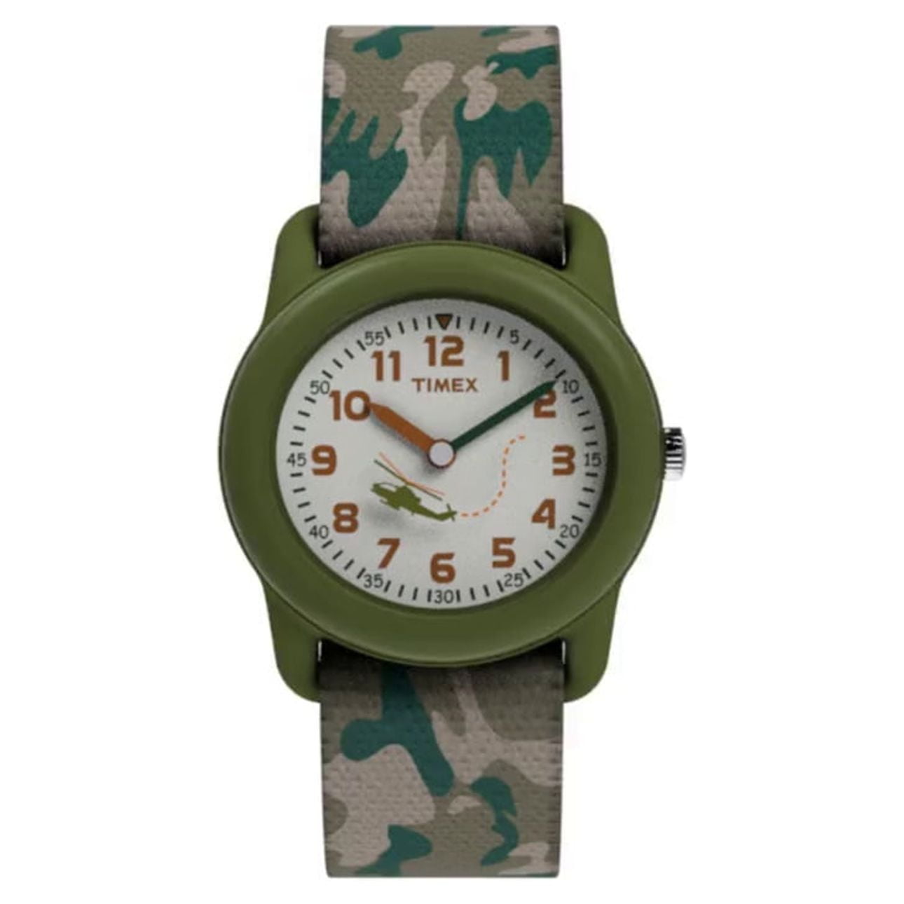 Green/Camo Kids Analog Watch with Elastic Strap