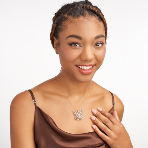 Gold Plated Sterling Silver Butterfly Necklace with Diamonds