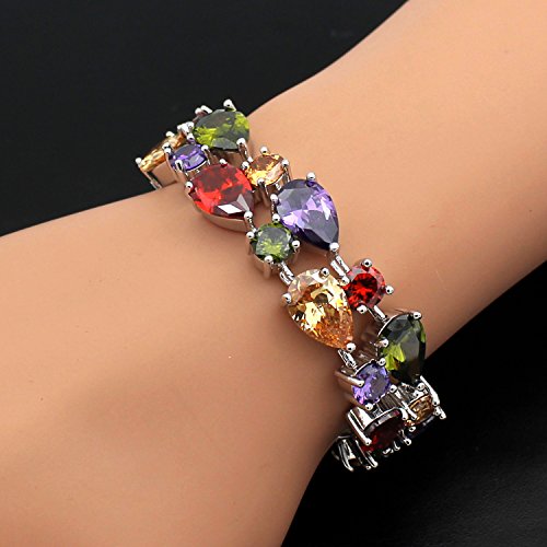 Vintage Multicolor Tear Drop Birthstone Bracelet for Ladies
