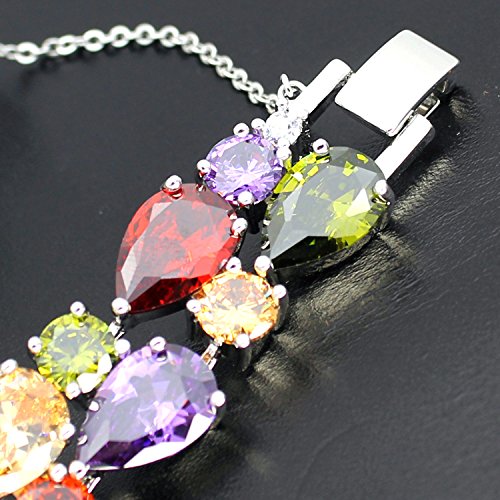 Vintage Multicolor Tear Drop Birthstone Bracelet for Ladies