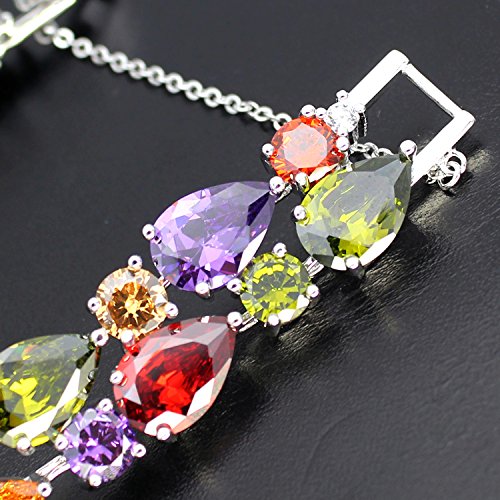 Vintage Multicolor Tear Drop Birthstone Bracelet for Ladies