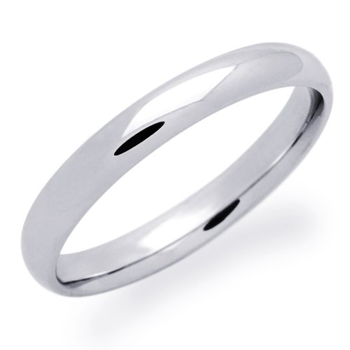 White Gold 3mm Classic Domed Wedding Band Size 6