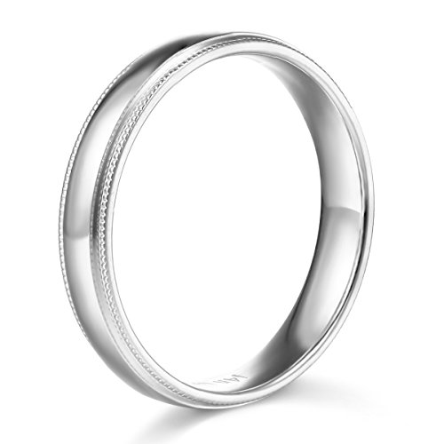 14k White Gold 3mm Plain Milgrain Wedding Band
