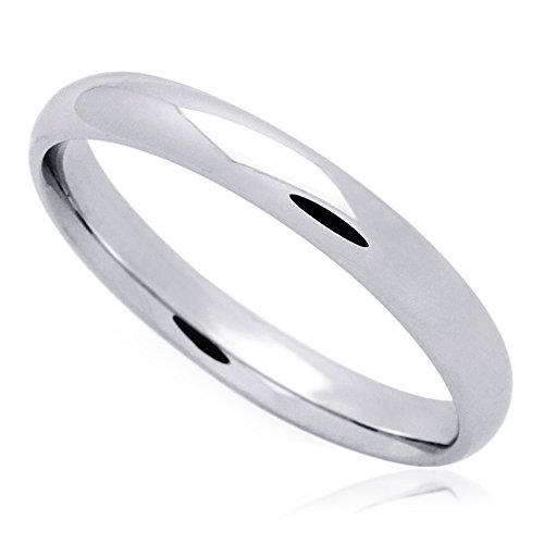 White Gold 3mm Classic Domed Wedding Band Size 6