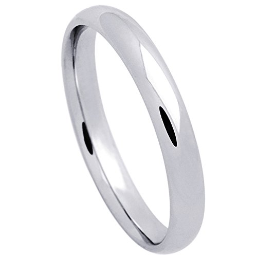 White Gold 3mm Classic Domed Wedding Band Size 6