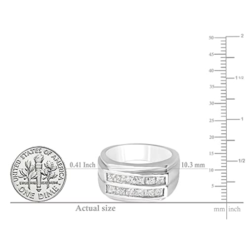 Princess Diamond Men's Wedding Band Ring, White Gold