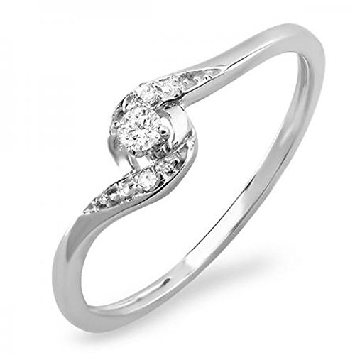 10k White Gold 0.08 CT Diamond Engagement Ring