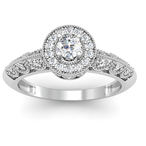 Dazzlingrock Collection 0.38 Carat Diamond Halo Ring