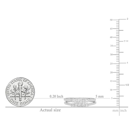 Princess Diamond Women 5 Stone Engagement Ring Set