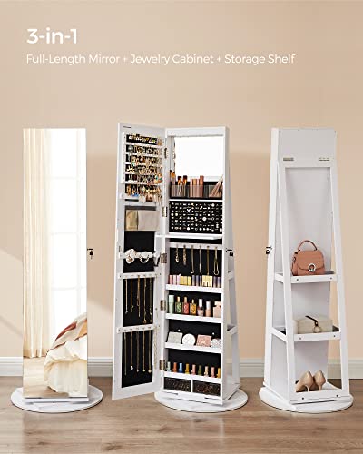 SONGMICS Swivel Jewelry Armoire with Lockable Mirror