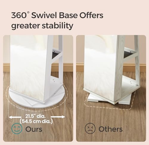 SONGMICS Swivel Jewelry Armoire with Lockable Mirror