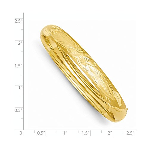 Solid 14k Yellow Gold 5/16 Florentine Engraved Hinged Bangle Bracelet 8mm 7"