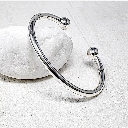 VN Jewelry Men's Silver Torque Bangle | Solid 925 Sterling Silver Torque Bangle Bracelet - Silver Bangle For Men