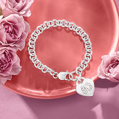 Ross-Simons Plain - Sterling Silver Heart Charm Bracelet. 7 inches