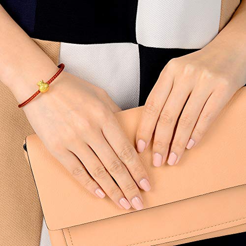 CHOW SANG SANG 999 24K Solid Gold Blessing Bracelet, Fortune Bag Charm Red Bracelet for Women and Girls 89197C