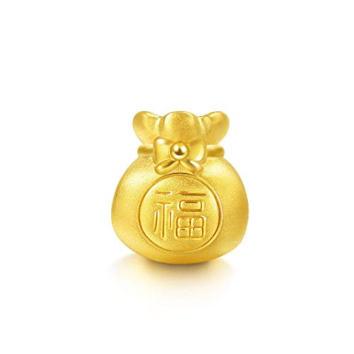 CHOW SANG SANG 999 24K Solid Gold Blessing Bracelet, Fortune Bag Charm Red Bracelet for Women and Girls 89197C